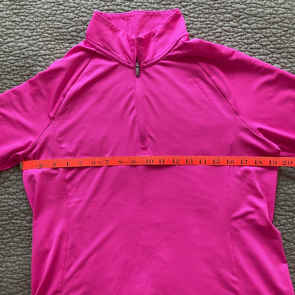🎉 3/$15 Adidas Women’s Golf Hot Pink Quarter-Zip Long Sleeve Top L - Picture 7 of 12